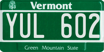 VT license plate YUL602