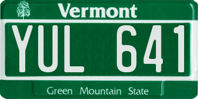 VT license plate YUL641