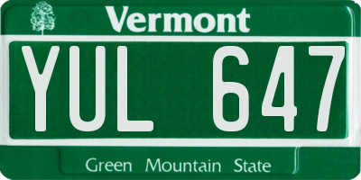 VT license plate YUL647