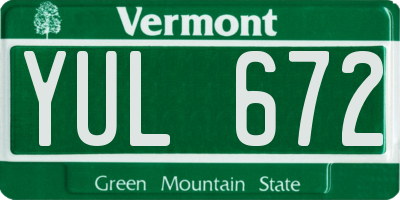 VT license plate YUL672