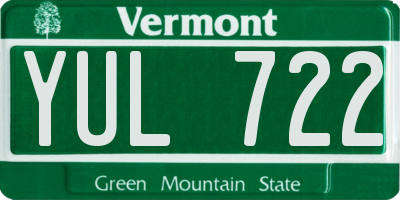 VT license plate YUL722