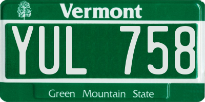 VT license plate YUL758