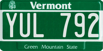 VT license plate YUL792