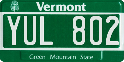 VT license plate YUL802