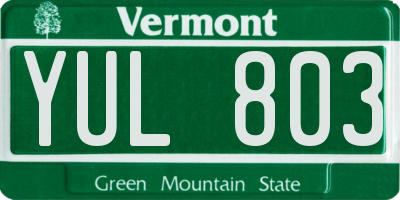 VT license plate YUL803