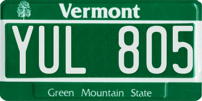 VT license plate YUL805