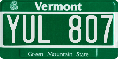 VT license plate YUL807