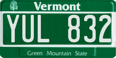 VT license plate YUL832