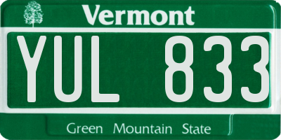 VT license plate YUL833