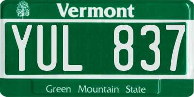 VT license plate YUL837