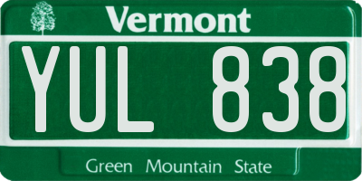 VT license plate YUL838