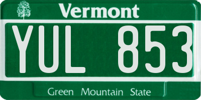 VT license plate YUL853
