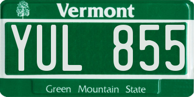 VT license plate YUL855
