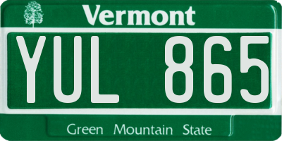 VT license plate YUL865