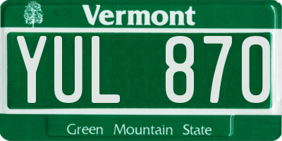 VT license plate YUL870