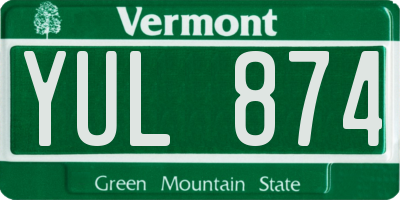VT license plate YUL874