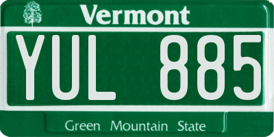 VT license plate YUL885