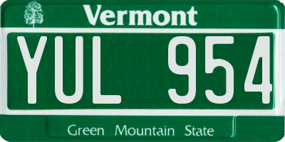 VT license plate YUL954