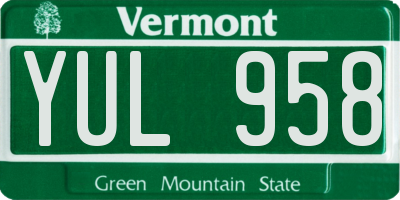 VT license plate YUL958