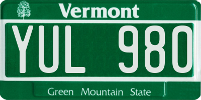 VT license plate YUL980