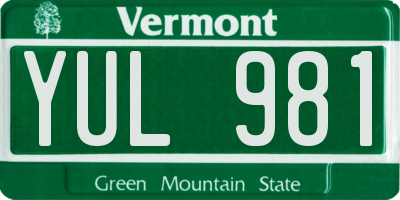 VT license plate YUL981