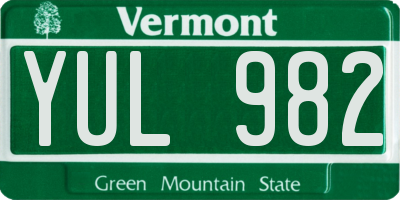 VT license plate YUL982