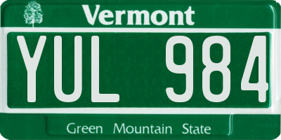 VT license plate YUL984