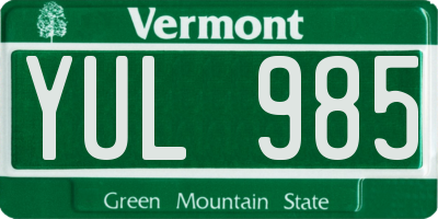 VT license plate YUL985