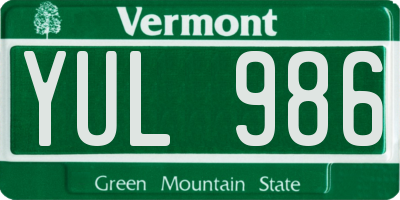 VT license plate YUL986