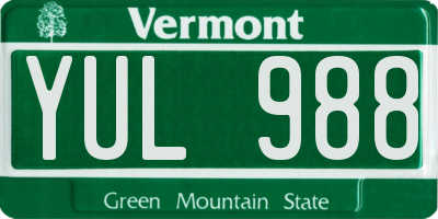 VT license plate YUL988
