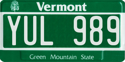 VT license plate YUL989