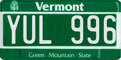 VT license plate YUL996