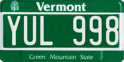 VT license plate YUL998