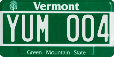 VT license plate YUM004