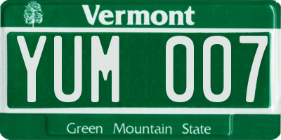 VT license plate YUM007