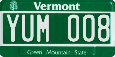 VT license plate YUM008