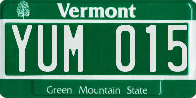 VT license plate YUM015