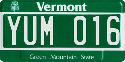 VT license plate YUM016