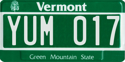 VT license plate YUM017