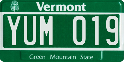 VT license plate YUM019