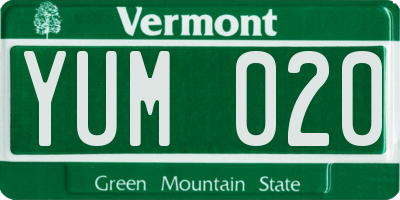 VT license plate YUM020