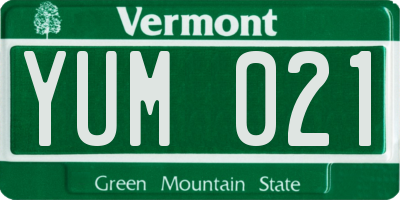 VT license plate YUM021