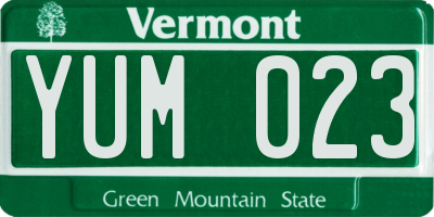 VT license plate YUM023