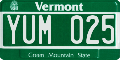 VT license plate YUM025