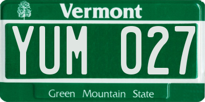 VT license plate YUM027