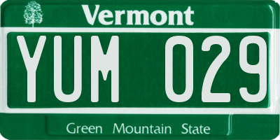 VT license plate YUM029
