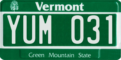 VT license plate YUM031