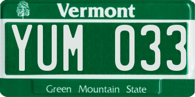 VT license plate YUM033