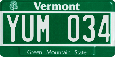 VT license plate YUM034