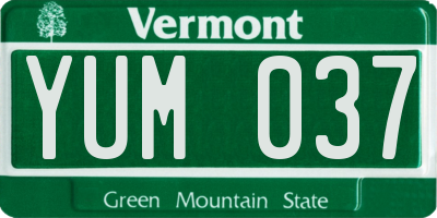 VT license plate YUM037